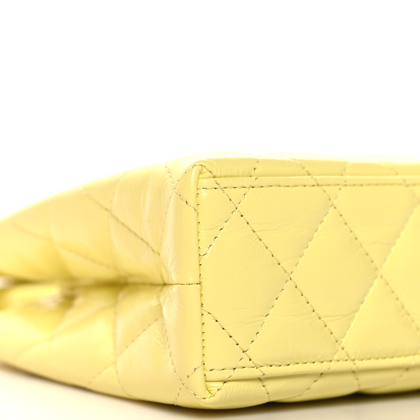 Shiny Aged Calfskin Quilted Nano Kelly Shopper Light Yellow