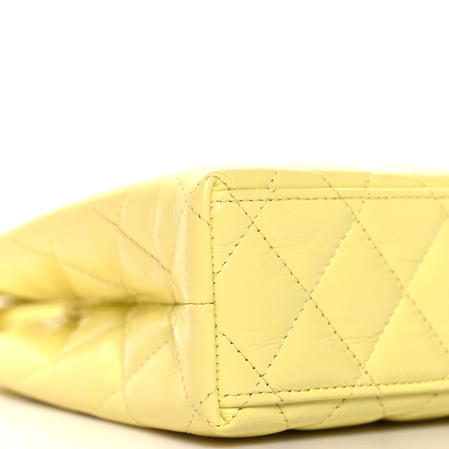 Chanel Shiny Aged Calfskin Quilted Nano Kelly Shopper Light Yellow 9 of 10