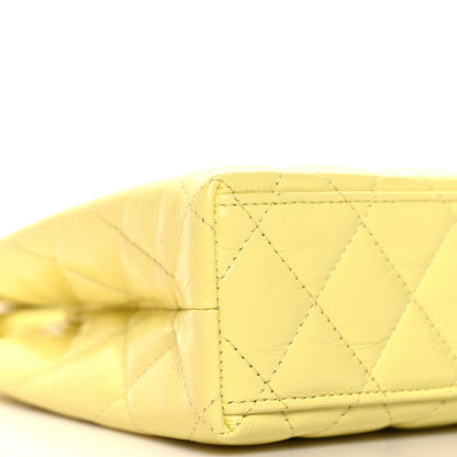 Chanel Shiny Aged Calfskin Quilted Nano Kelly Shopper Light Yellow 9 of 10