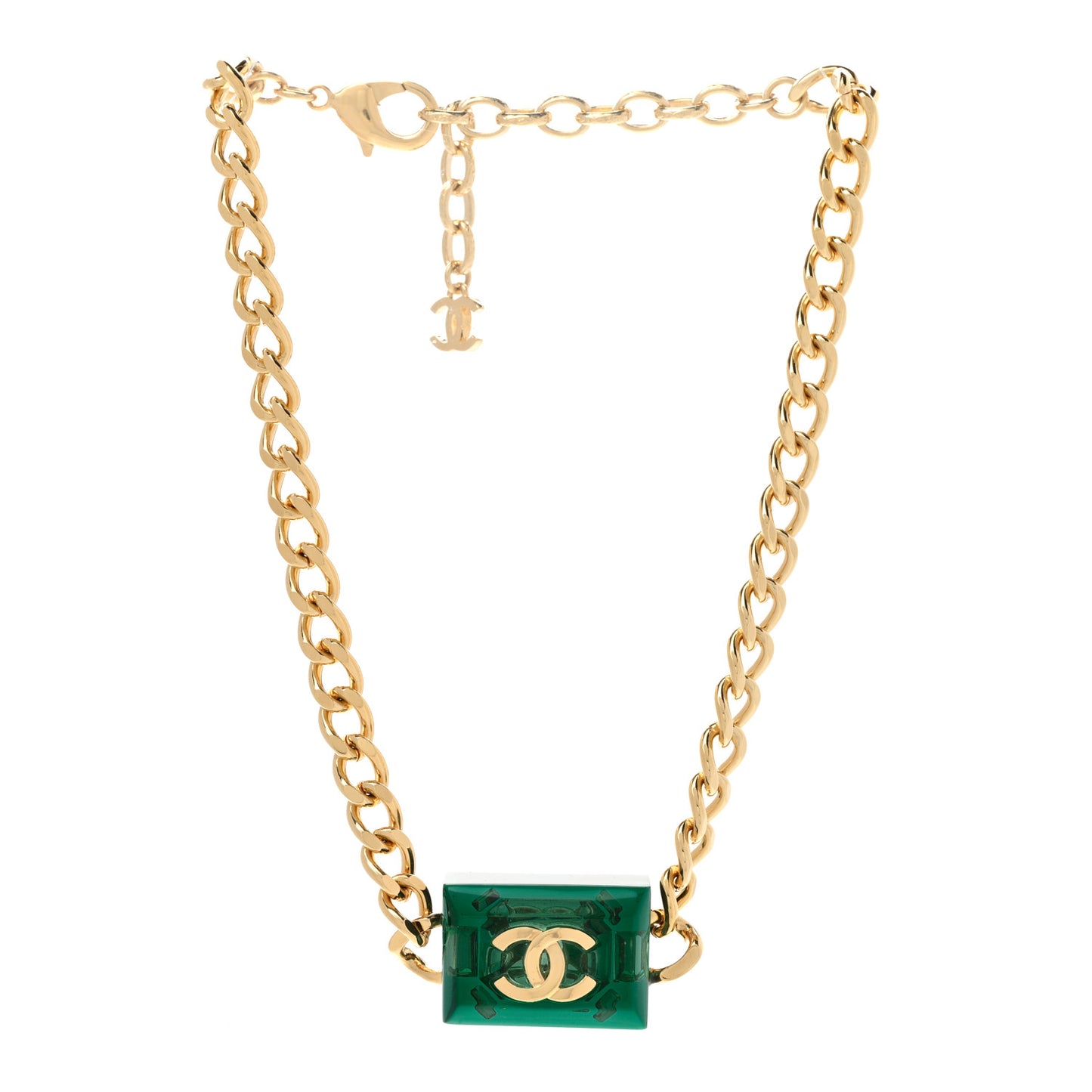Metal Resin CC Square Choker Gold Green
