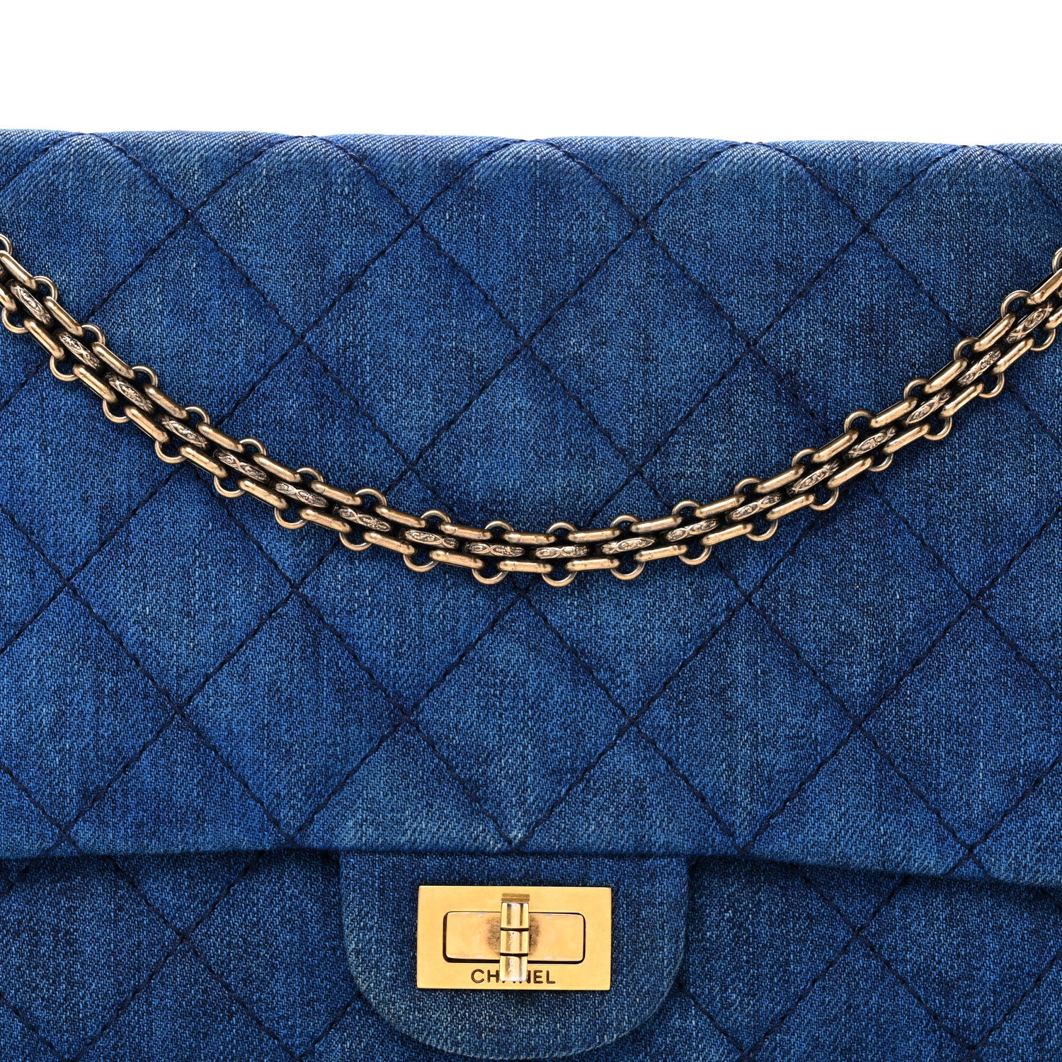 Chanel Denim Quilted 2.55 Reissue 226 Double Flap Blue 8 of 13