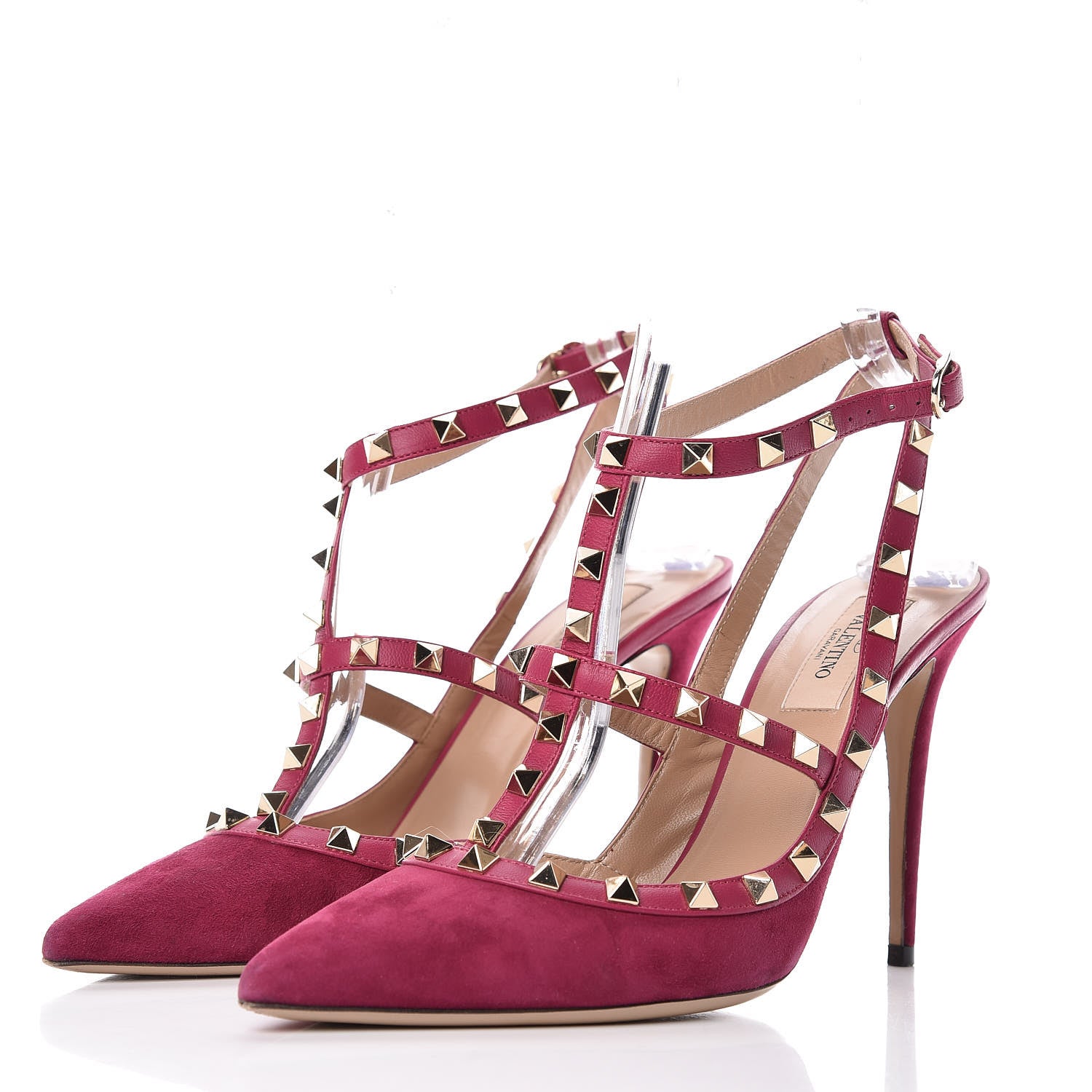Valentino Garavani Suede Rockstud Ankle Strap Pumps 40 Camelia 3 of 12