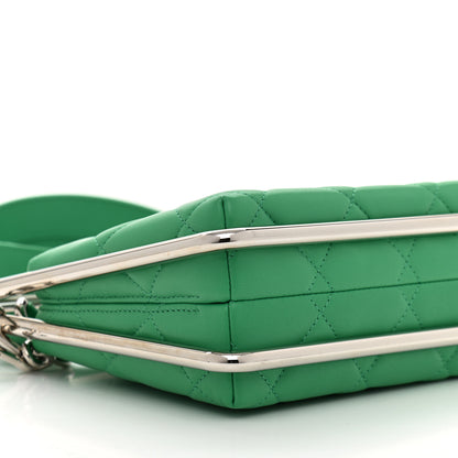 Chanel Quilted Lambskin Metal Bar Clutch Bag Green 5 of 10