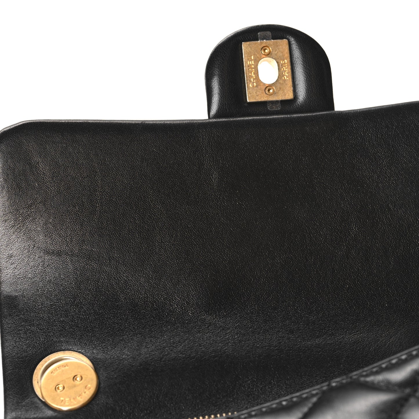 Lambskin Quilted Small Pillow Crush Flap Black