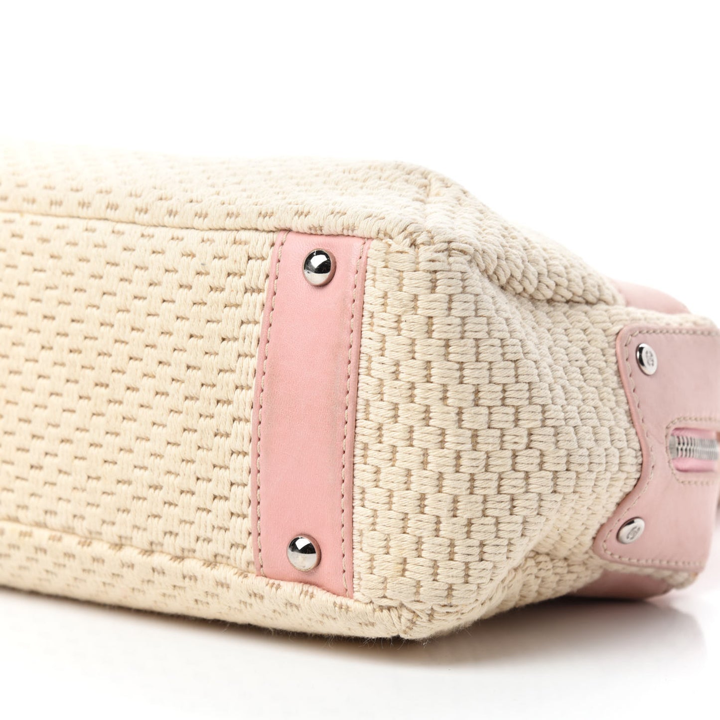 Canvas Woven Lambskin Lax Shoulder Bag Pink