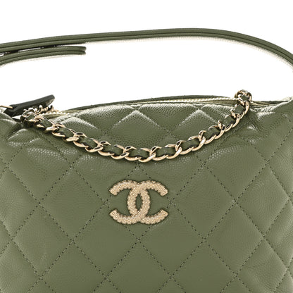 Chanel Caviar Quilted Chain Hobo Khaki 8 of 11