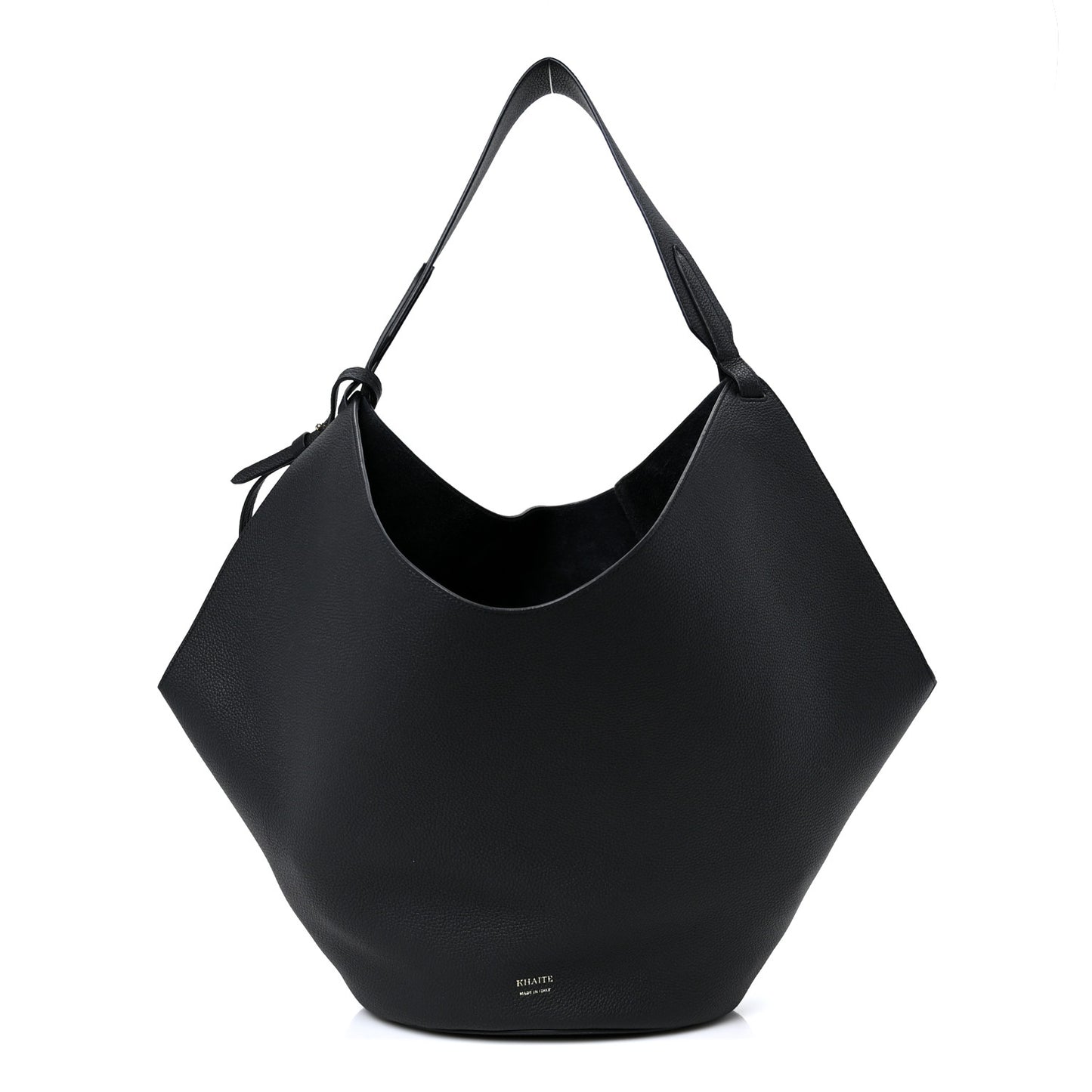 Pebbled Sport Calfskin Medium Lotus Tote Black