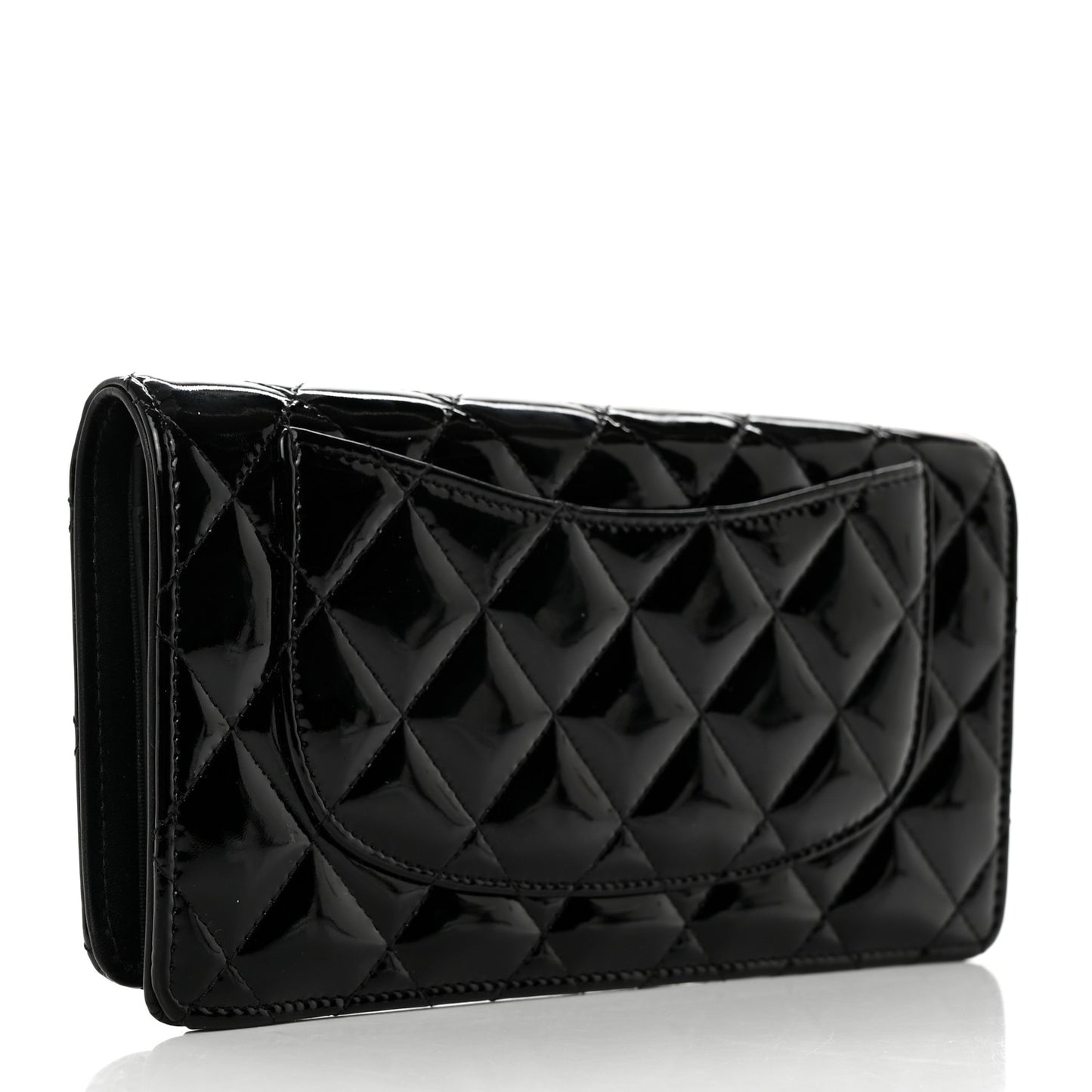 Patent Calfskin Quilted Yen Wallet Black Black