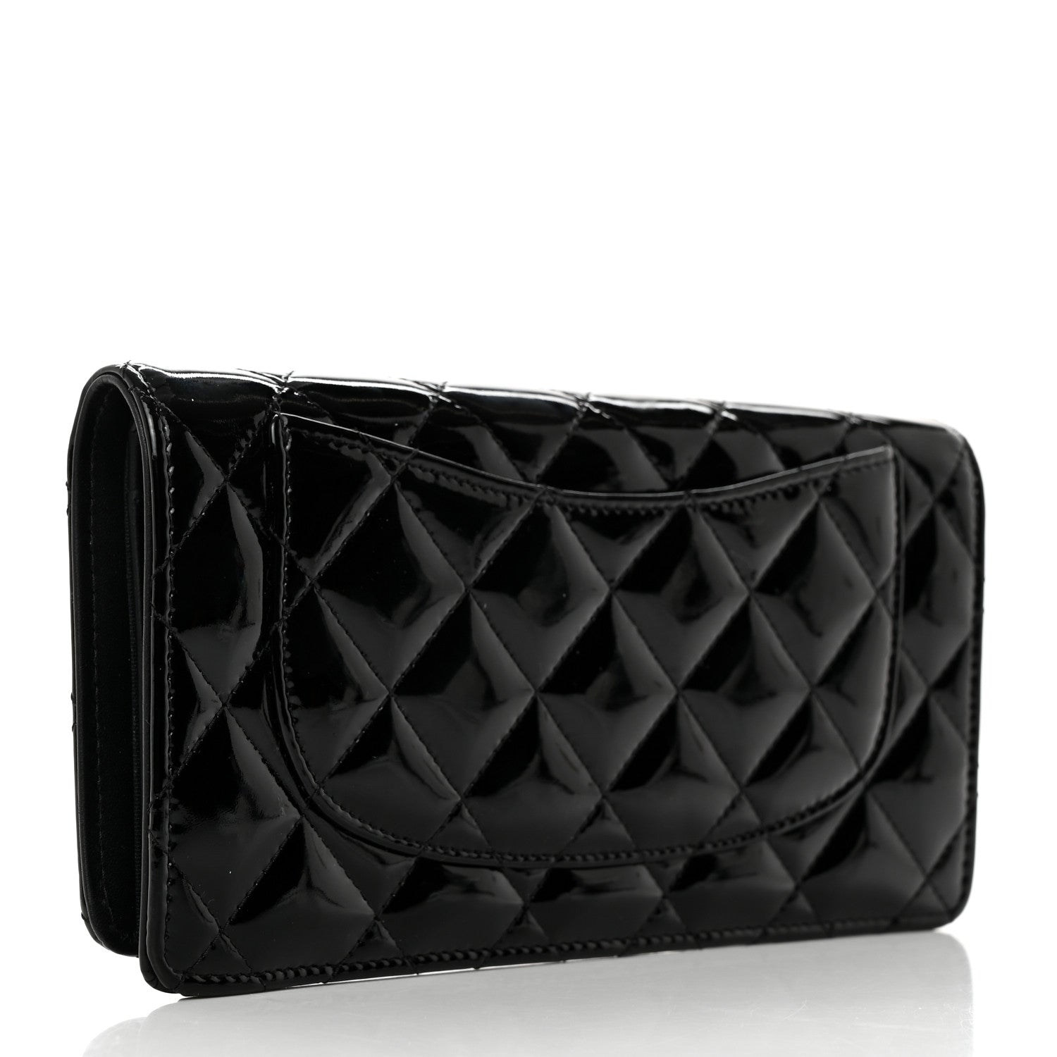 Chanel Patent Calfskin Quilted Yen Wallet Black Black 3 of 8