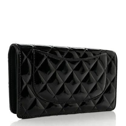 Chanel Patent Calfskin Quilted Yen Wallet Black Black 3 of 8