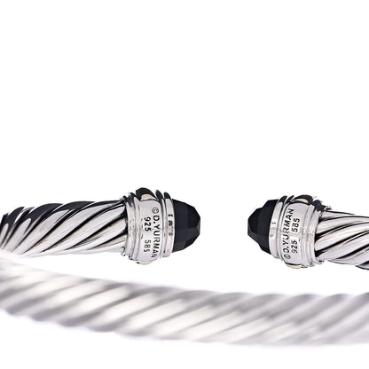 David Yurman Sterling Silver 14K Yellow Gold Black Onyx 7mm Cable Classics Bracelet 4 of 4