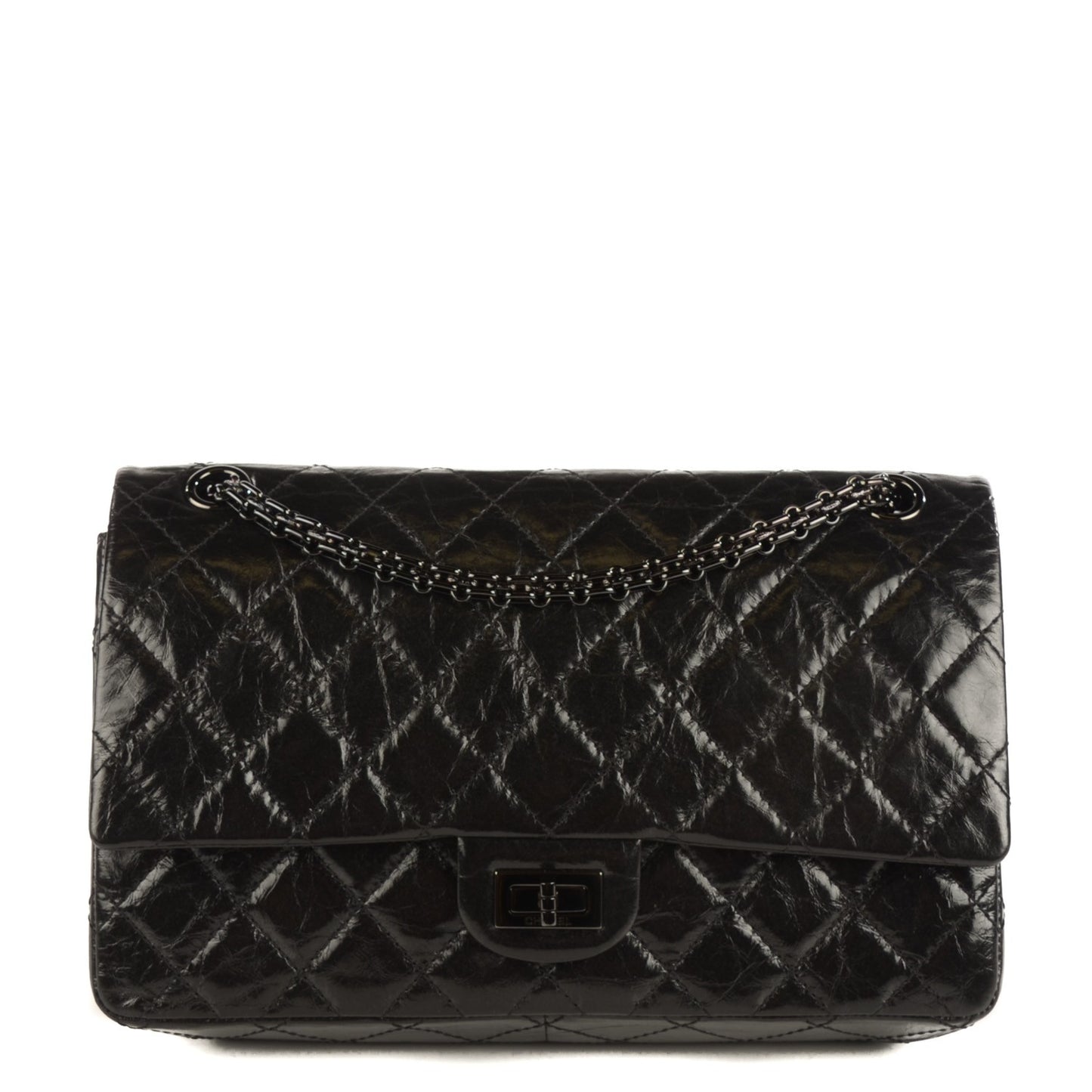 Glazed Calfskin Quilted 2.55 Reissue 226 Flap Black