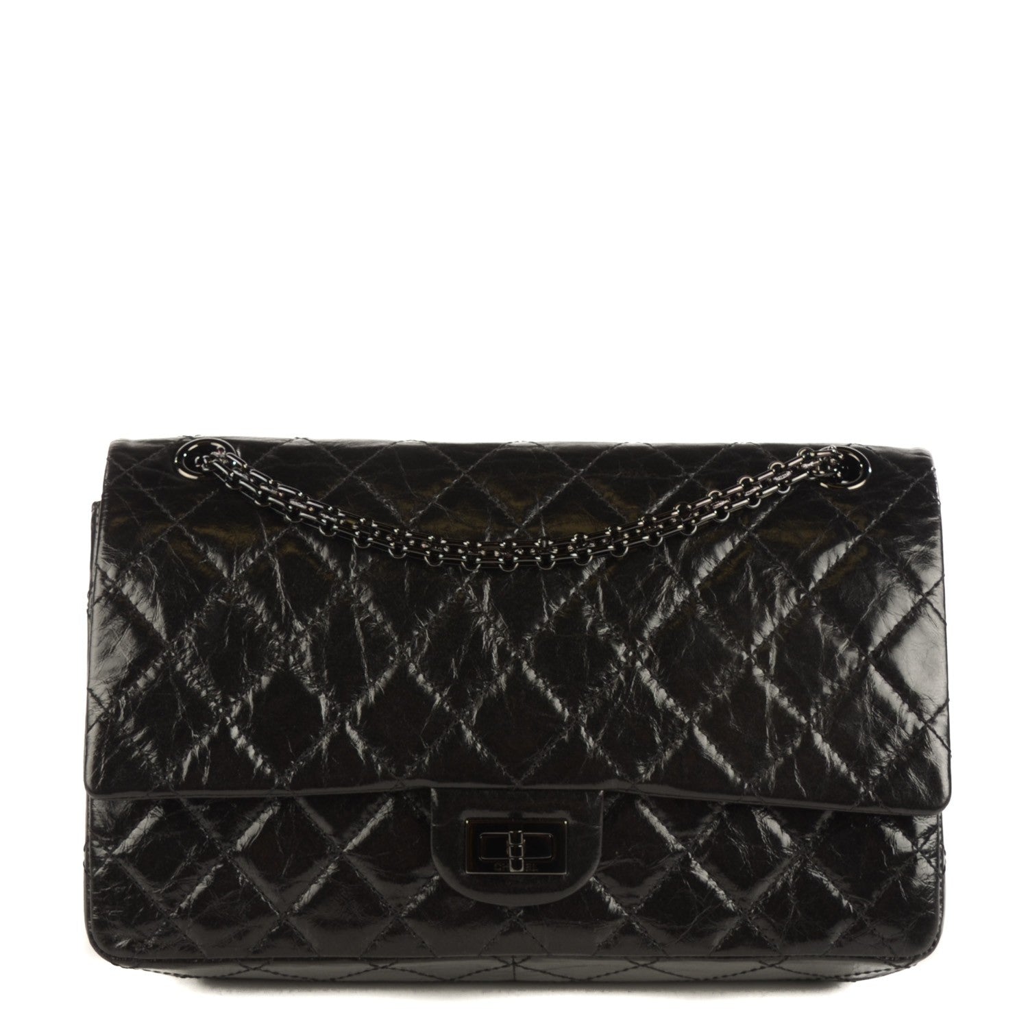 Chanel Glazed Calfskin Quilted 2.55 Reissue 226 Flap Black 1 of 8
