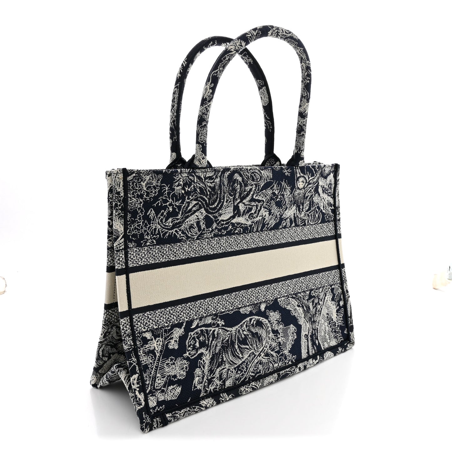 Canvas Embroidered Medium Dioriviera Toile De Jouy Reverse Book Tote Blue