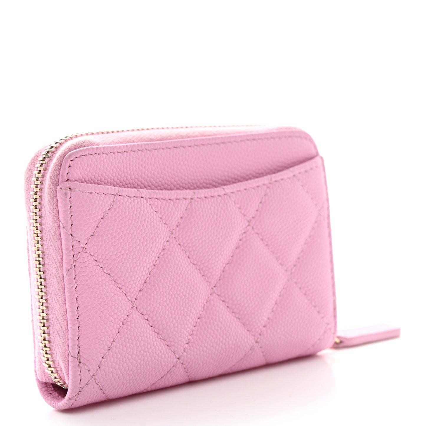 Caviar Quilted Zip Coin Purse Light Pink