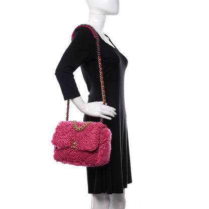 Chanel Shearling Sheepskin Medium 19 Flap Pink 2 of 10
