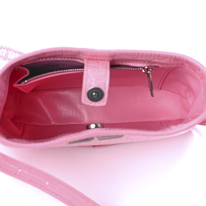 Balenciaga Shiny Super Supple Calfskin Crocodile Embossed Small XX Bag Sweet Pink 4 of 8