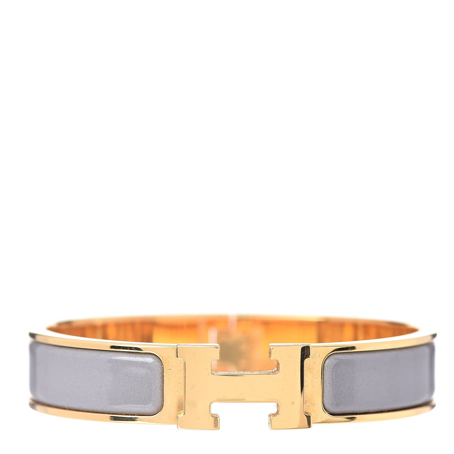 Enamel Narrow Clic Clac H Bracelet PM Marron Glace