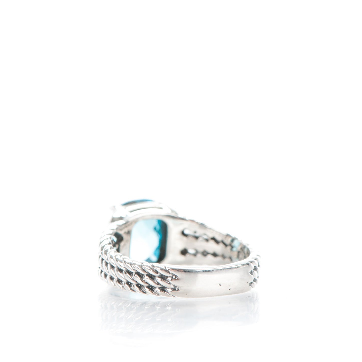 Sterling Silver Diamond Blue Topaz 10mm Petite Wheaton Ring 54 7
