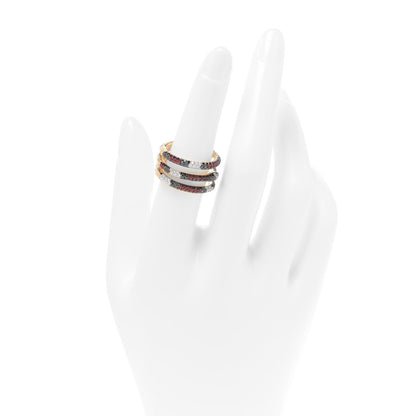 Gucci 18K Yellow Gold Black Diamond Topaz Sapphire Diamond Ouroboros Snake Three-Row Ring 54 7 2 of 4