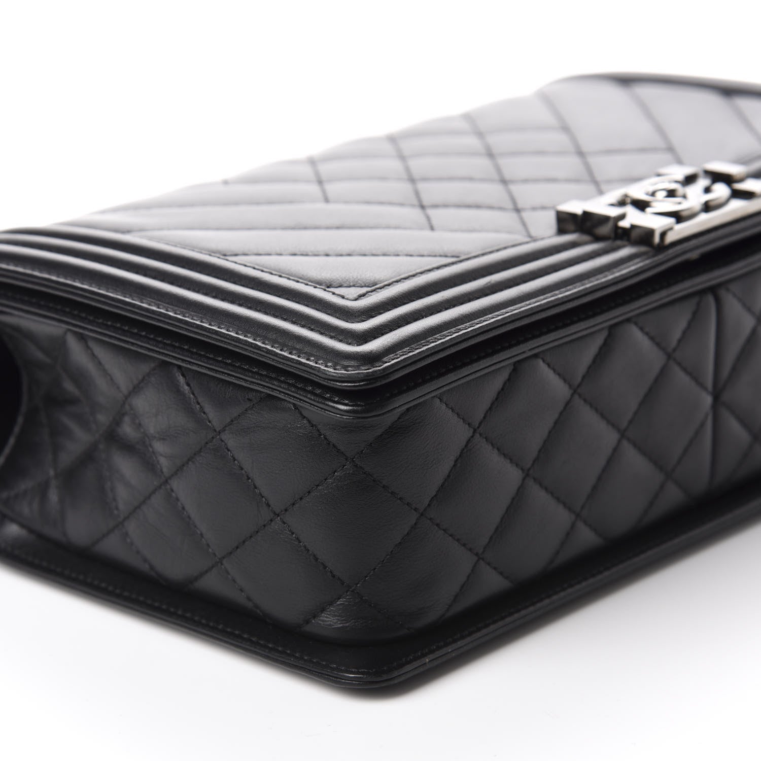 Chanel Calfskin Chevron Quilted Medium Boy Flap Black 6 of 15
