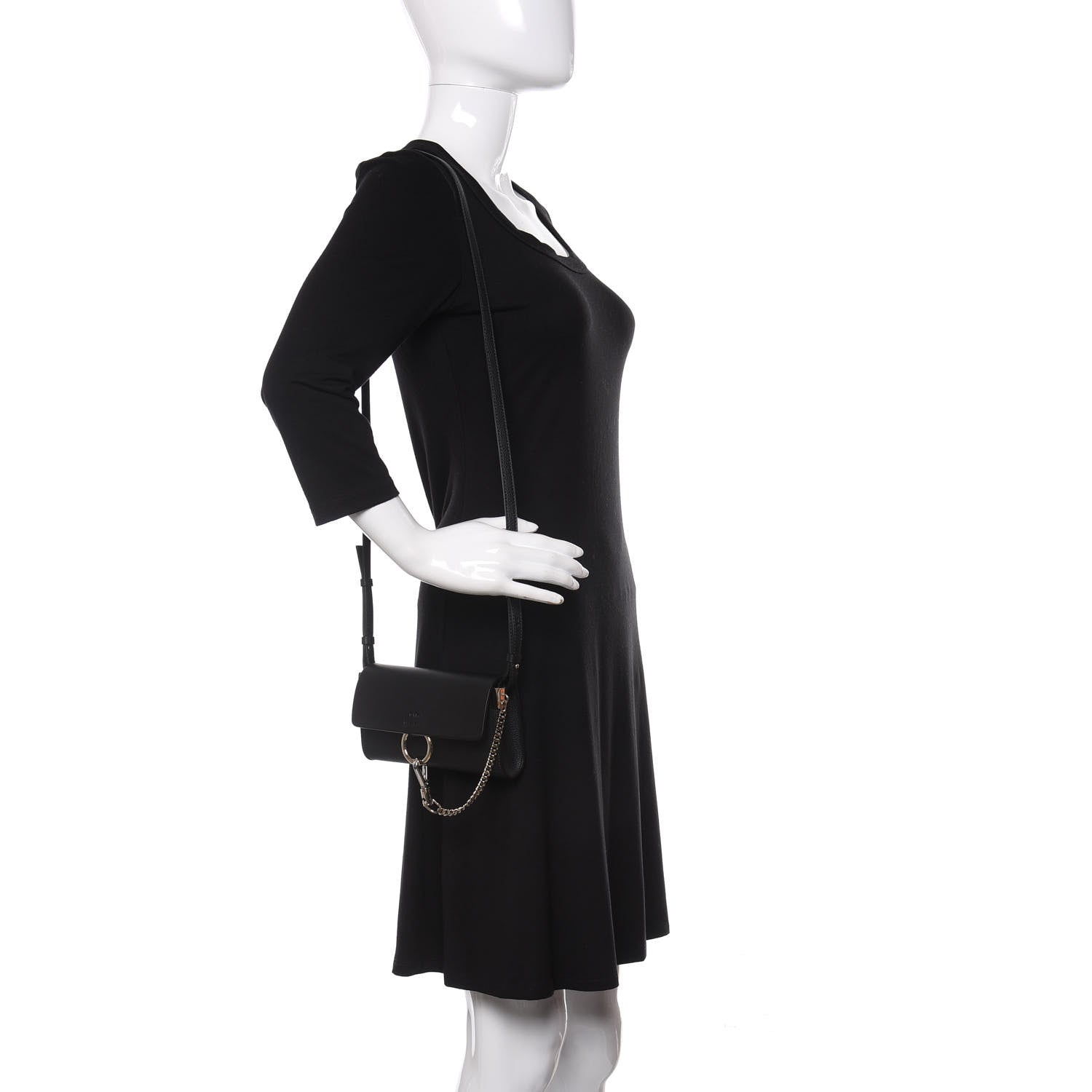 Chloe Suede Calfskin Mini Faye Shoulder Bag Black 2 of 9