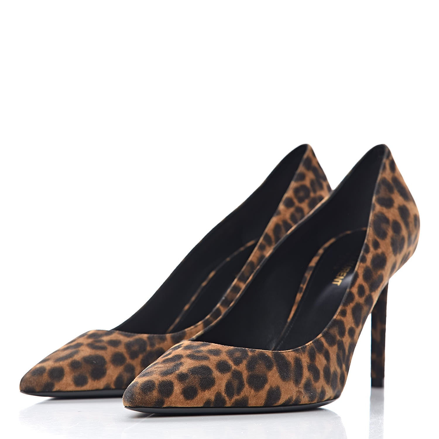 Saint Laurent Suede Leopard Printed Anja Pumps 41 Natural Coffee 3 of 9