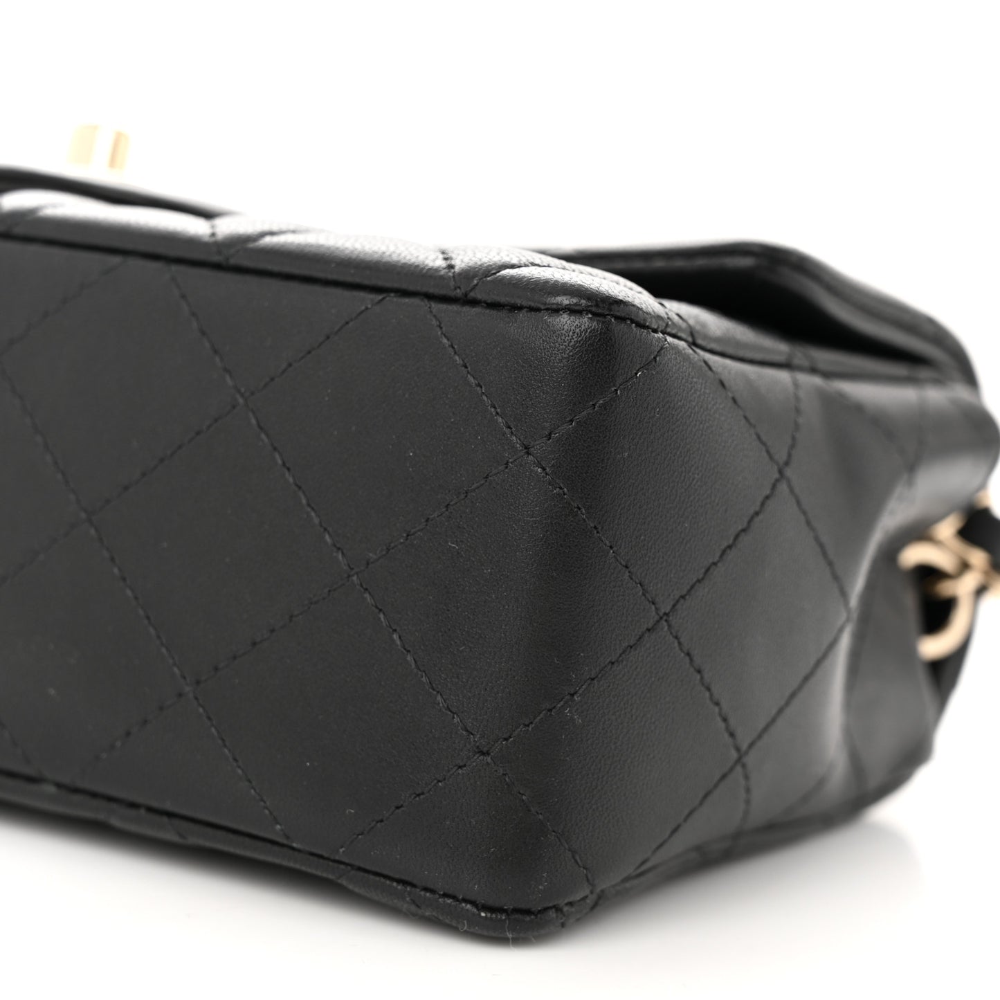 Lambskin Quilted Mini Rectangular Flap Black