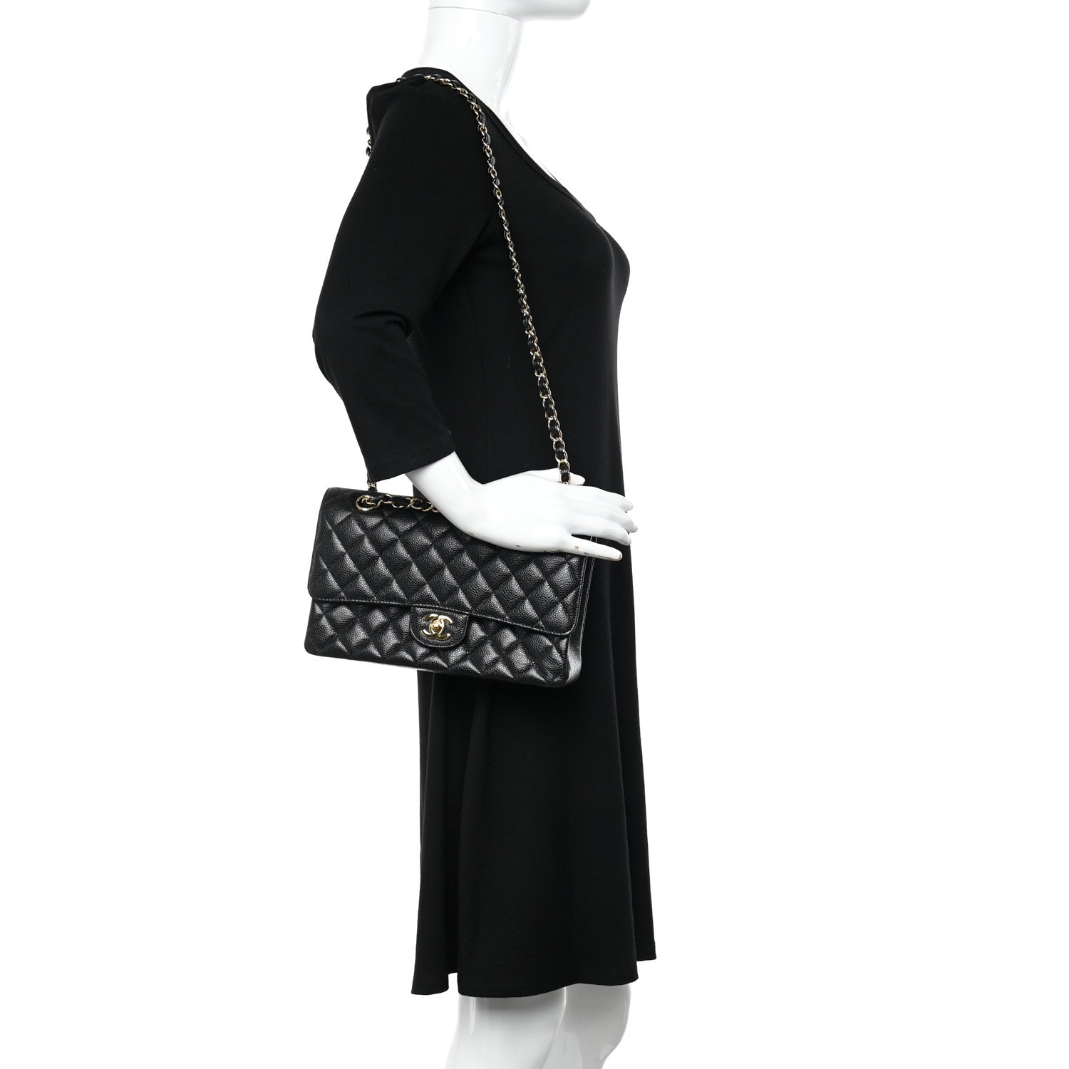 Chanel Caviar Quilted Medium Double Flap Black 2 of 11
