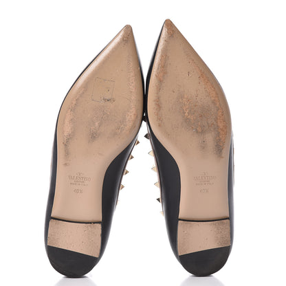 Valentino Garavani Nappa Rockstud Cage Ballerina Flats 40.5 Black Poudre 7 of 15
