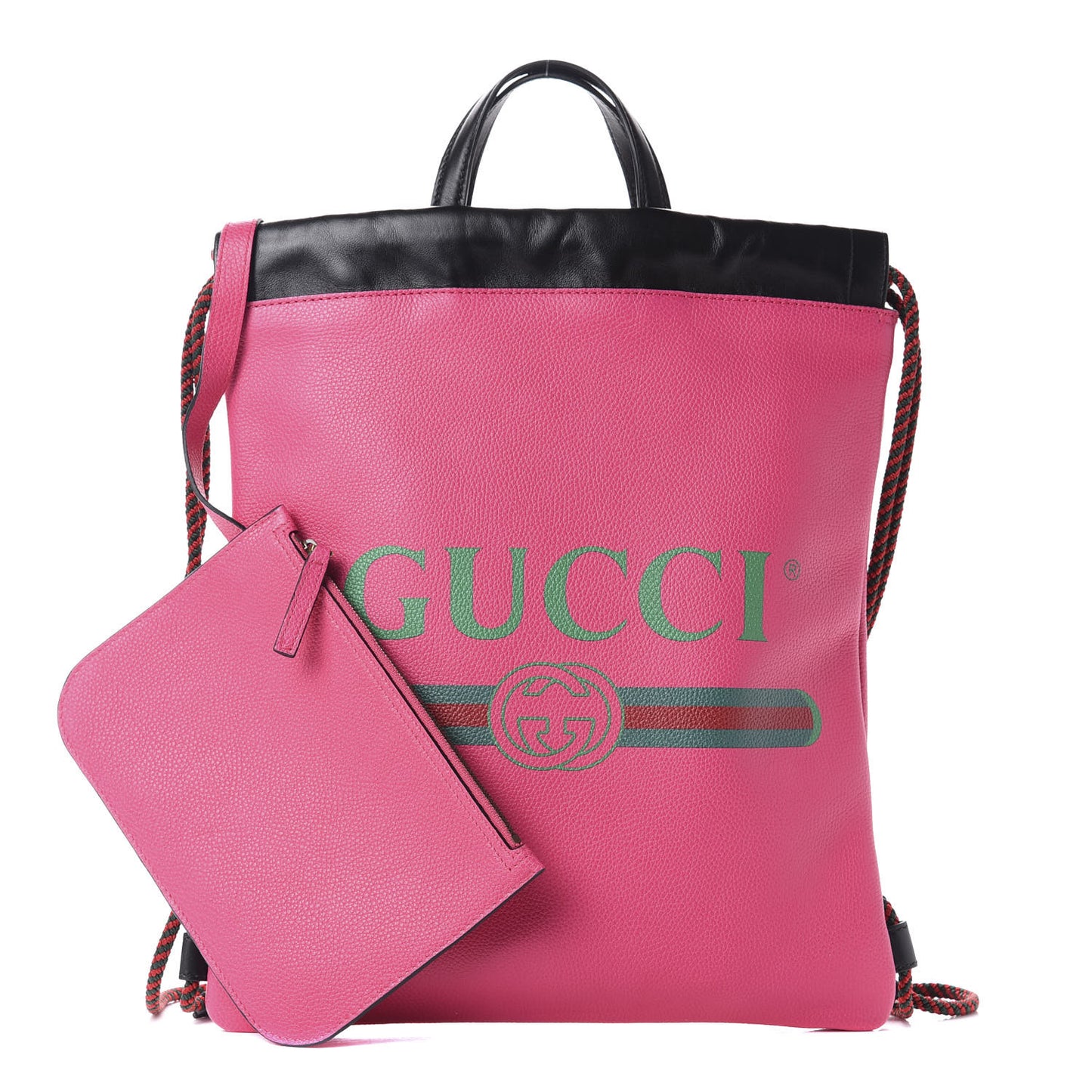 Grained Calfskin Logo Drawstring Backpack Box Pink Green Black