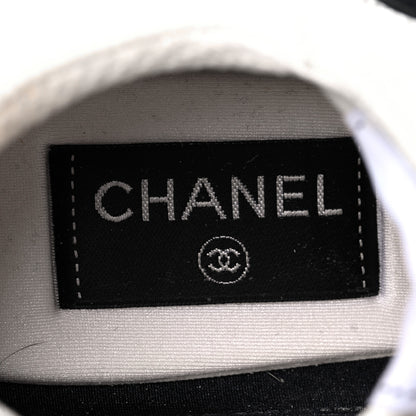 Chanel Mesh Suede Calfskin Grained Calfskin Womens CC Sneakers 40 White Black 6 of 7
