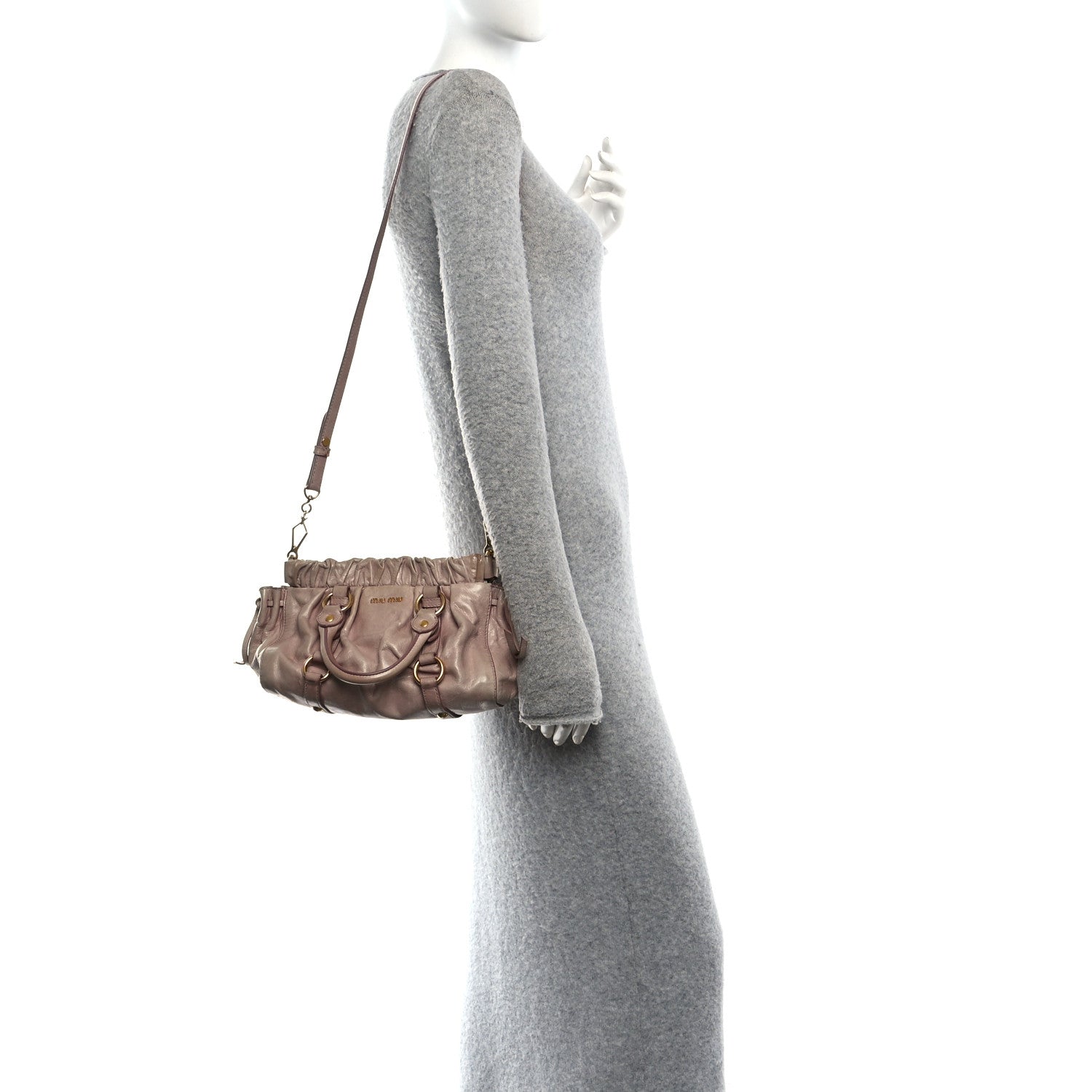 Miu Miu Vitello Shine Top Handle Satchel Mughetto 2 of 10