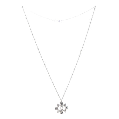 Chanel Crystal CC Pendant Necklace Silver 3 of 8