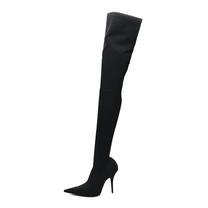 Balenciaga Spandex Pointed Toe Knife Thigh High Boots 38 Black 1 of 6