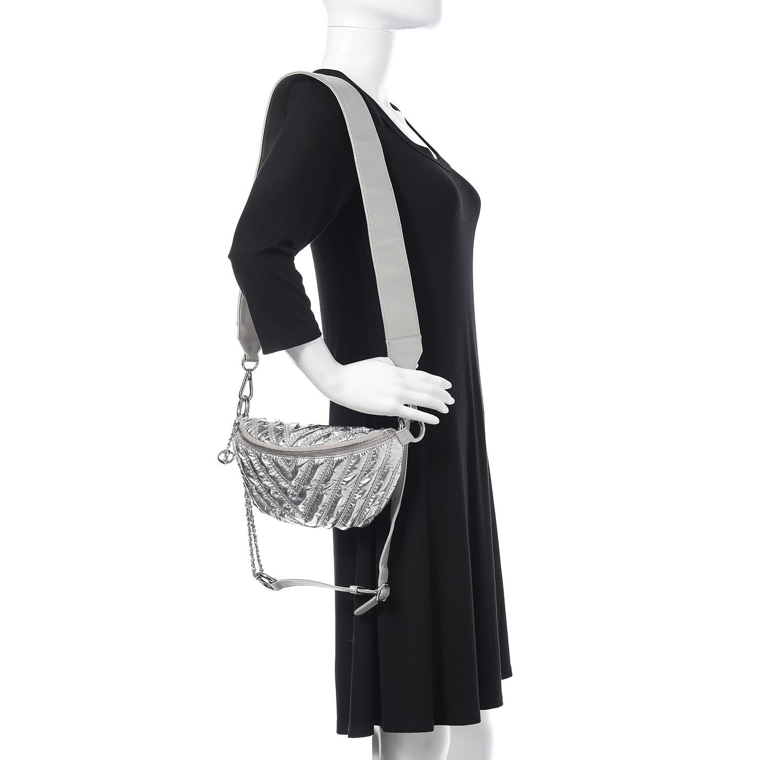 Chanel Metallic Lame Quilted Space Suit Waist Bag Silver 2 of 13