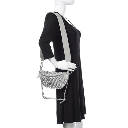 Chanel Metallic Lame Quilted Space Suit Waist Bag Silver 2 of 13