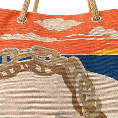 Hermes H Canvas Printed Escale A La Plage Beach Bag Acier 8 of 12