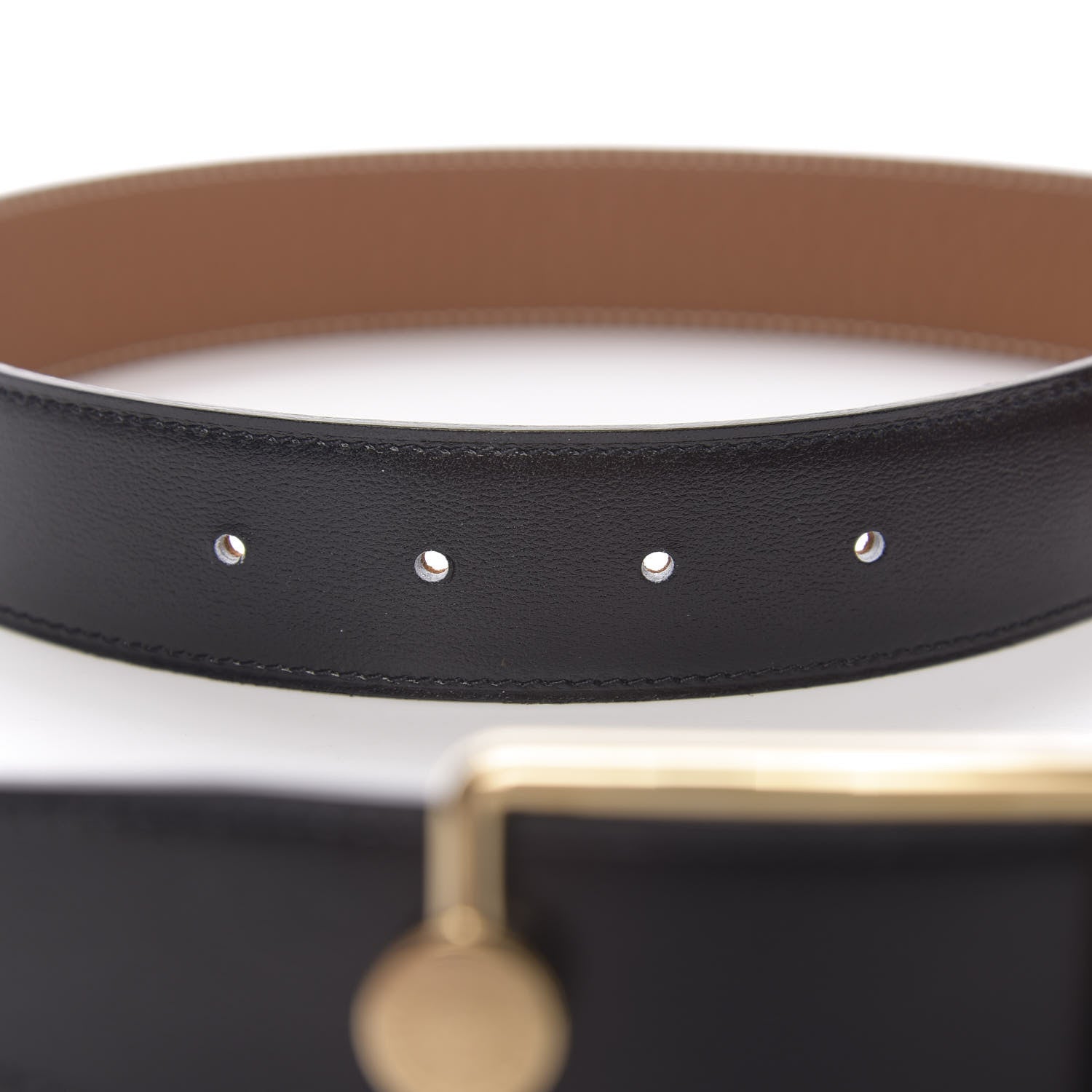 Hermes Togo Calfskin 38mm Oscar Belt 75 Gold Black 3 of 5