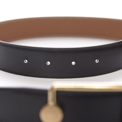 Hermes Togo Calfskin 38mm Oscar Belt 75 Gold Black 3 of 5