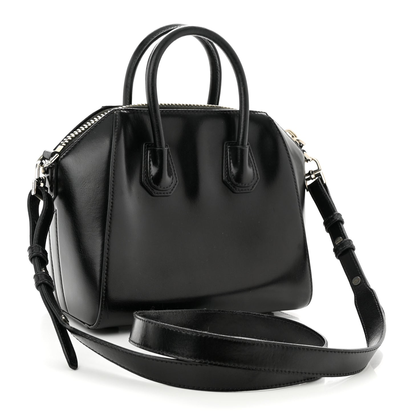 Shiny Lord Calfskin Mini Antigona Black