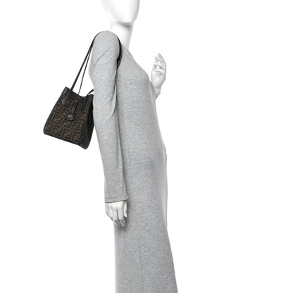 Fendi Fabric Jacquard Vitello Grace FF 1974 Mini Fendi Origami Tobacco Moro Ebano 2 of 11