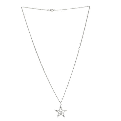 Chanel Crystal Star CC Pendant Necklace Silver 3 of 5