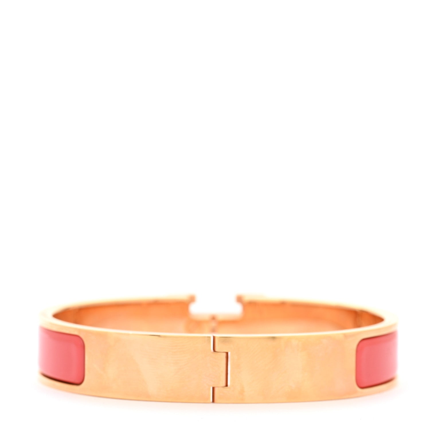Hermes Enamel Narrow Clic Clac H Bracelet PM Rouge Corail 3 of 5