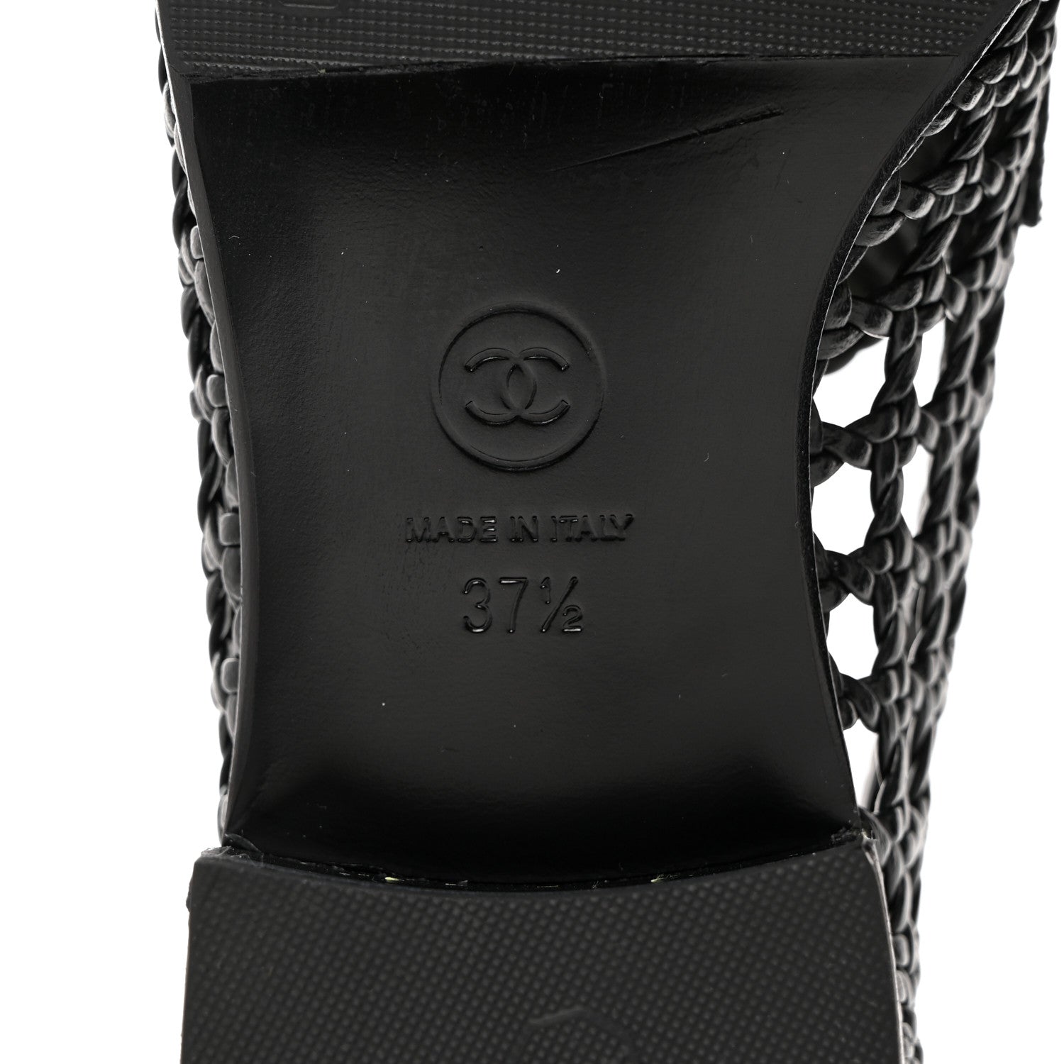 Chanel Shiny Braided Goatskin Loafers 37.5 Black 8 of 9