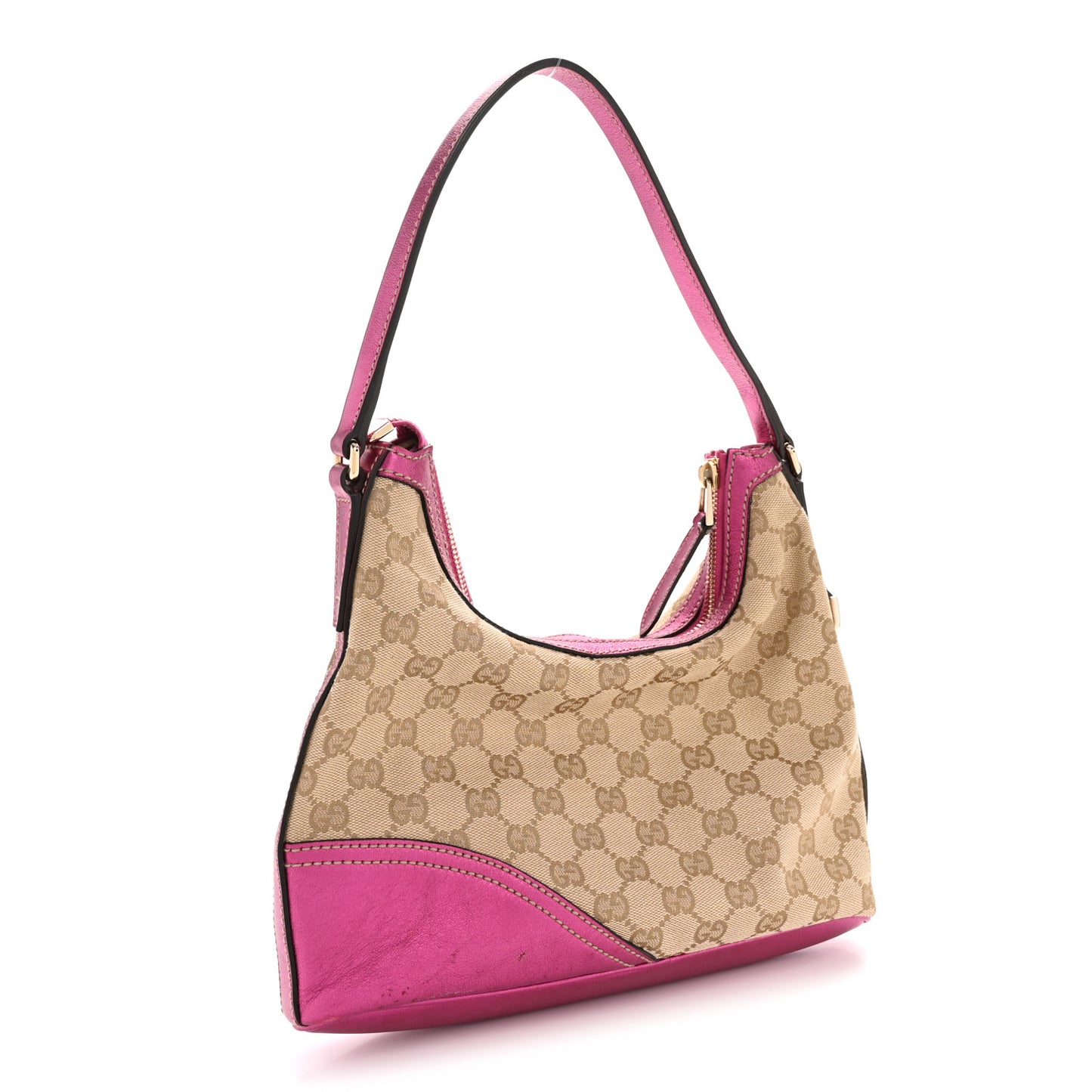 Metallic Calfskin Monogram Small New Britt Hobo Pink