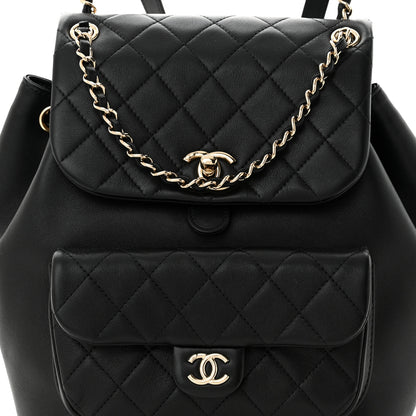 Chanel Lambskin Quilted Large Duma Drawstring Backpack Black 8 of 11