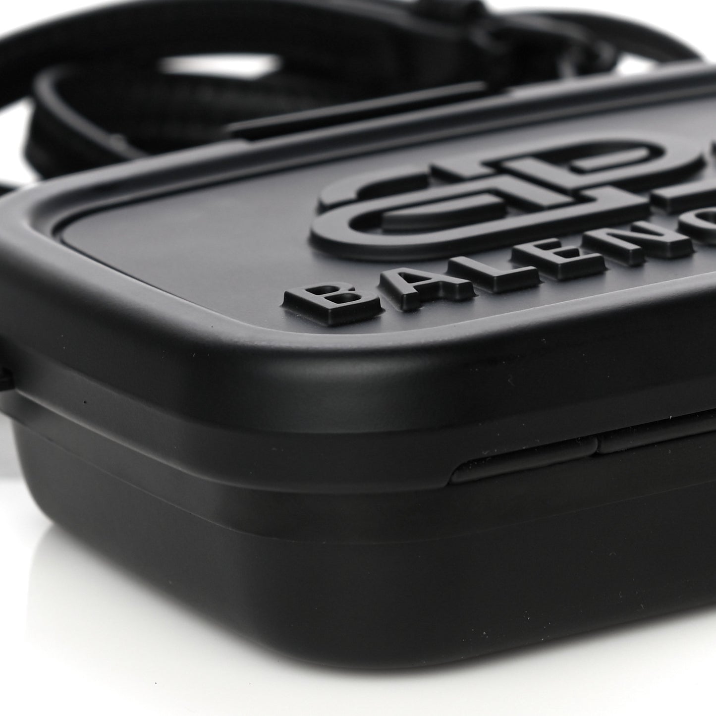 Recycled Plastic Calfskin Embossed Mini Lunch Box Case with Strap Black
