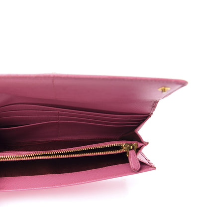 Prada Saffiano Metal Continental Flap Wallet Geranio 5 of 10
