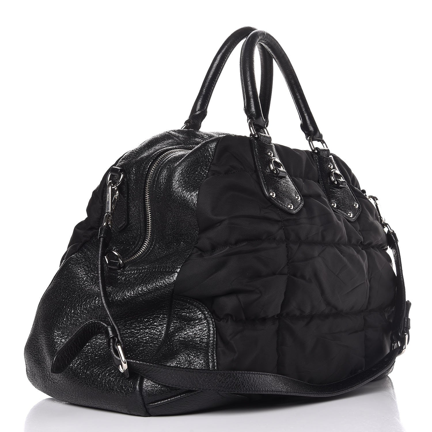 Prada Tessuto Nylon Cervo Lux Dome Satchel Black 3 of 9